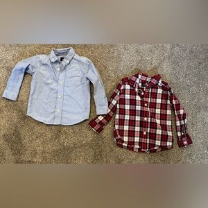 Children’s Place Long sleeve button up shirt 2T 2 Chambray Blue Red Plaid